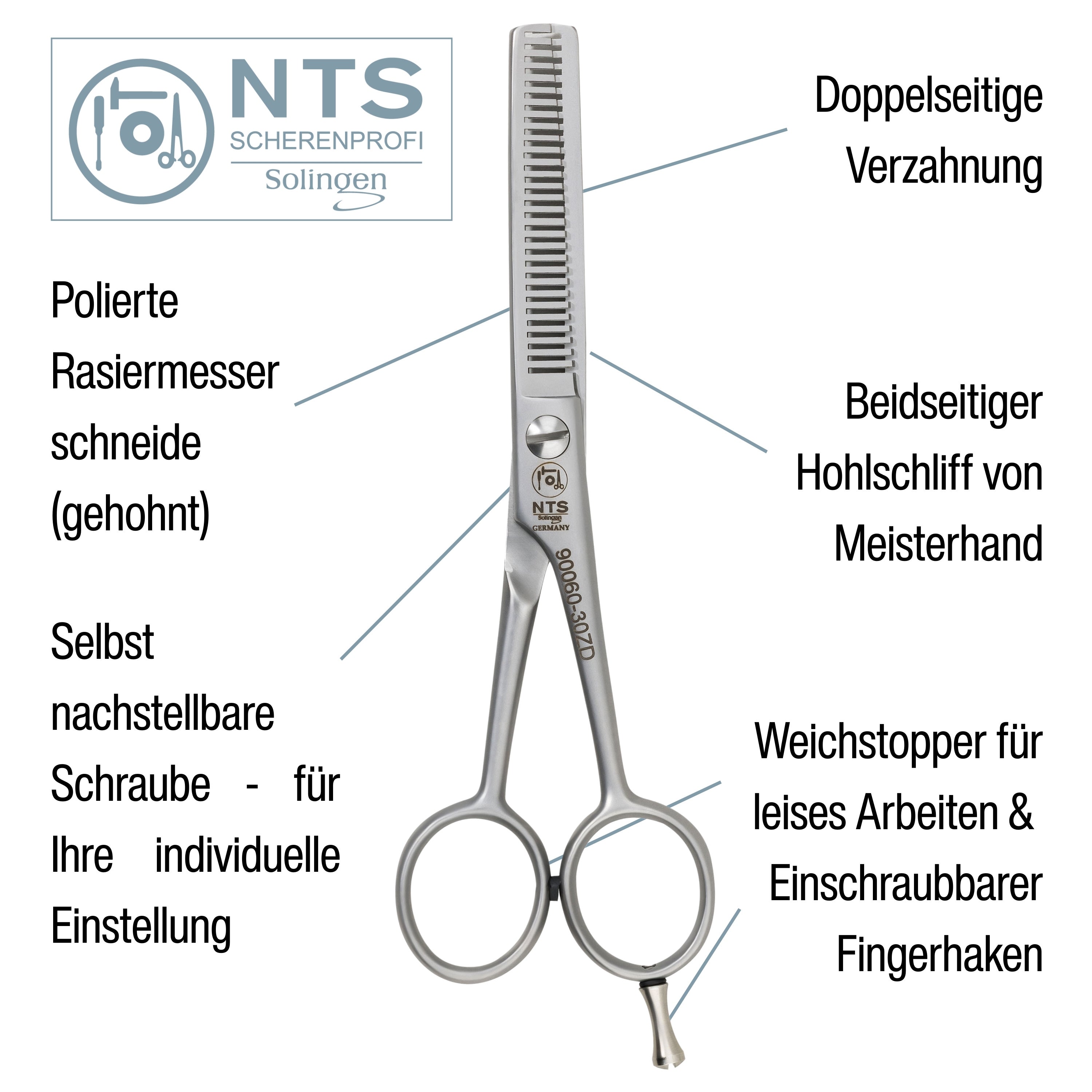 NTS Hunde-Effilierschere dog-Pet-Line satiniert 6" 30ZD
