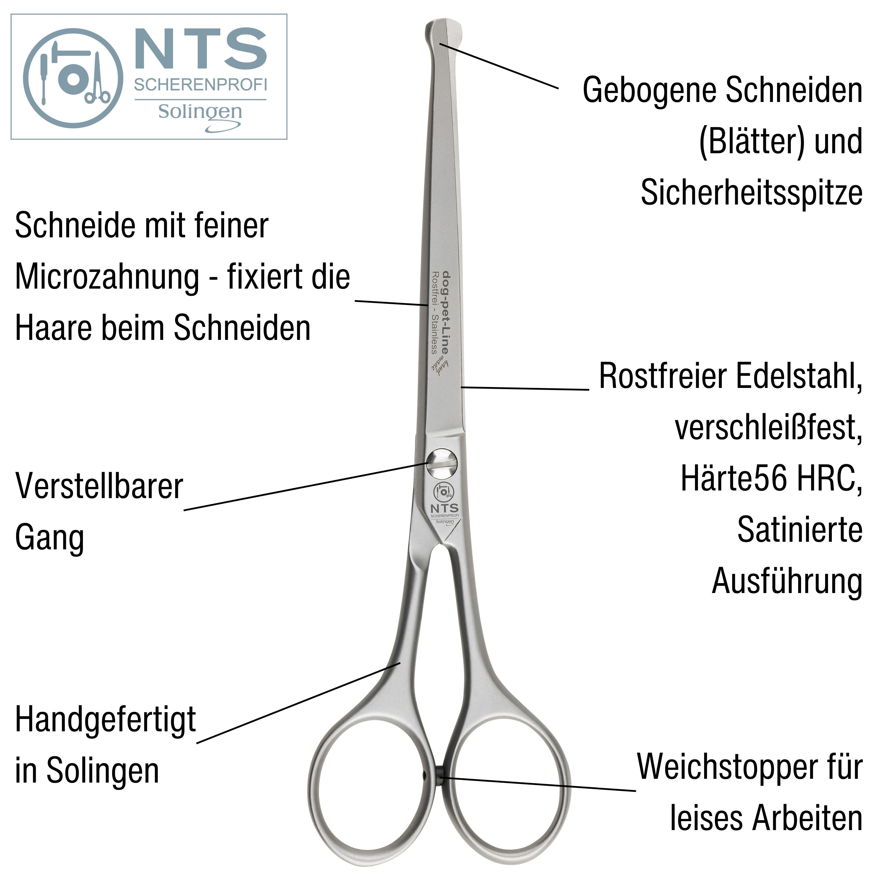 NTS Tijeras para perros / Tijeras para ganado / Tijeras para pelaje con botón, Tamaño 18 cm NTS Tijeras para perros / Tijeras para ganado / Tijeras para pelaje con botón, Tamaño 18 cm