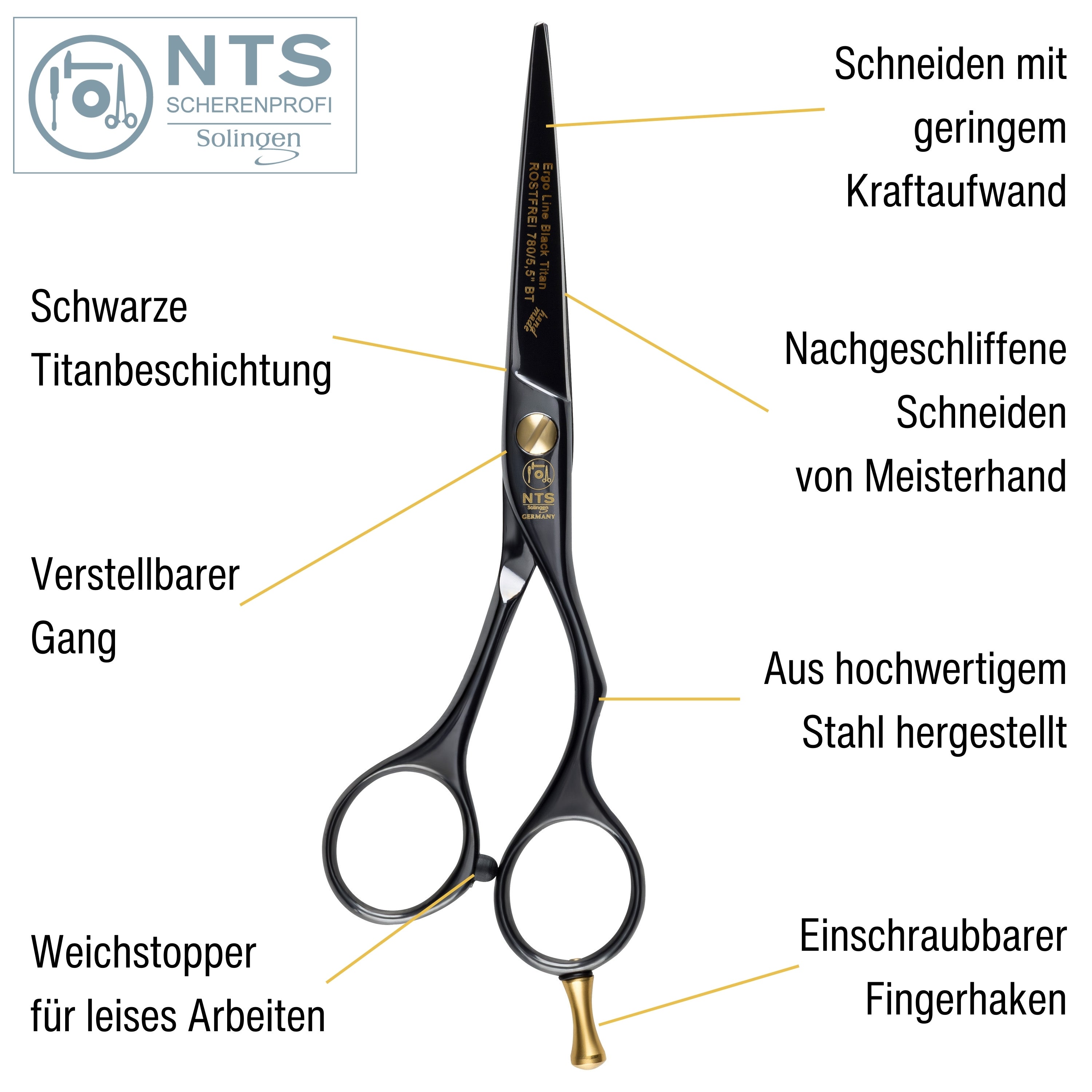 NTS Haarschere Ergo Black Titan Line 5,5"