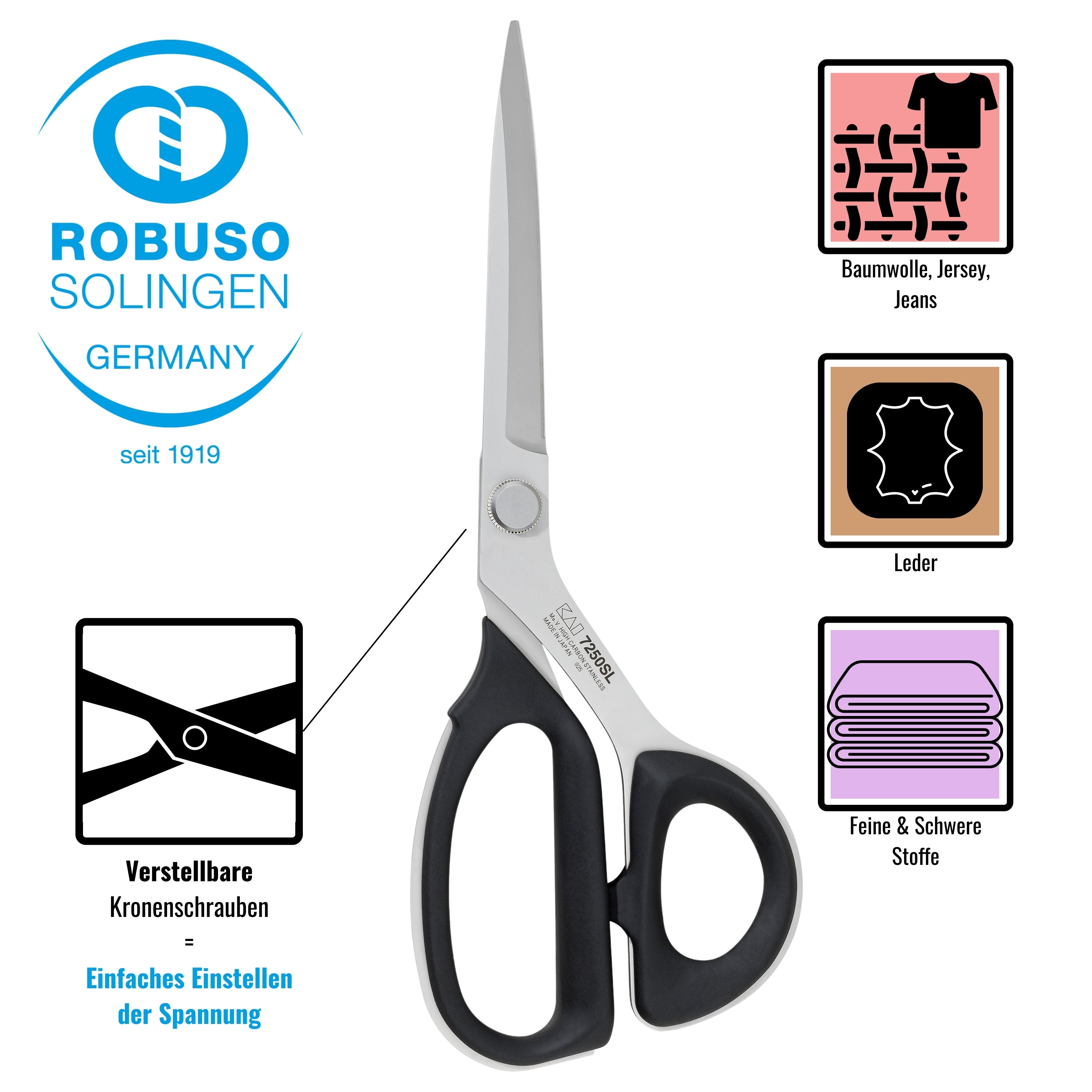 KAI Tesoura de alfaiate, modelo esbelto 9,5"