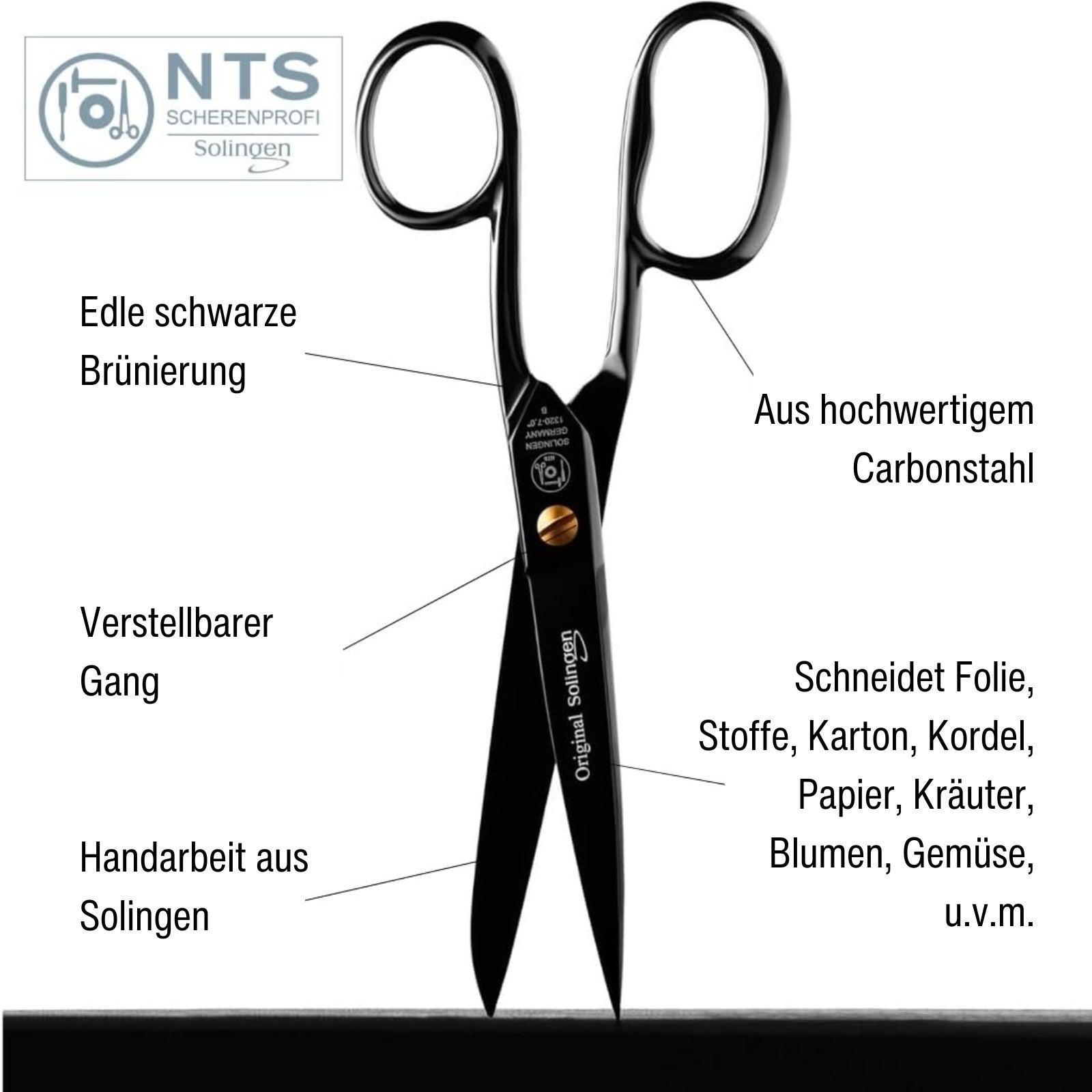 Black Edition NTS Tijeras de hogar, Tijeras multiusos, Tamaño 18 cm Black Edition NTS Tijeras de hogar, Tijeras multiusos, Tamaño 18 cm